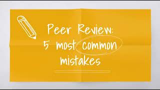 Peer Review Common Mistakes