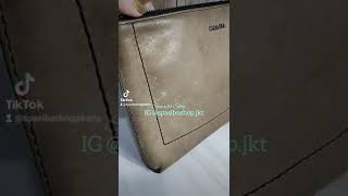 Calvin Klein Jeans Tas clutch kulit unisex handbag brown leather second 085695136700