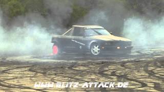 Tuning Summer Camp Bautzen 2012: Burnout Nr.2 Team V12 Ender BMW Pickup mit Schnappi