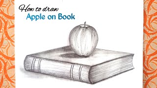 Book Drawing/ Apple on book drawing/smriti chitran/पुस्तक पर रखे सेब का स्मृति चित्रण/Apple Drawing