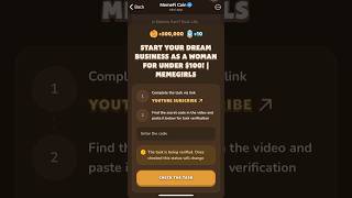 START YOUR DREAM BUSINESS AS A WOMAN FOR UNDER $100! | Memefi Video code | #memefi #memefivideocode