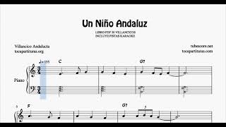 Un Niño Andaluz Partitura de Piano Muy Fácil con Acordes Villancico Principiantes