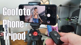 Goofoto Phone Tripod - Portable stand for iPhone and Android mobile with a remote control and clip