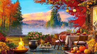 Cozy Autumn Porch Ambience & Campfire Sounds | Fall Ambience, Fireplace