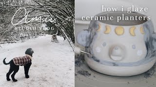 Studio Vlog | Full Glazing Ceramic Planter Process, Tour at Off Leash Dog Park, A Snowy Chill Vlog