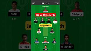 IND vs ZIM 4th T20 today dream11 prediction team || ind vs zim || #shorts #dream11 #t20