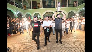 Llegada de los campeones de México, Leones de Yucatán, a Palacio de Gobierno