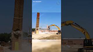 #demolition #heavymachinery #construction #chimney #smokestack #freddibnah #excavator