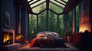 Cozy Bedroom on a Rainy Night in a Foggy Forest with Rain Sounds to Sleep