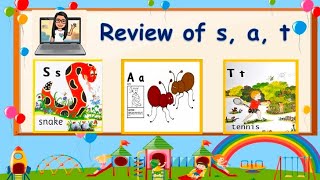 Jolly Phonics Review of Ss, Aa, Tt // Sounds, Songs, Actions,  Vocabulary and Activities