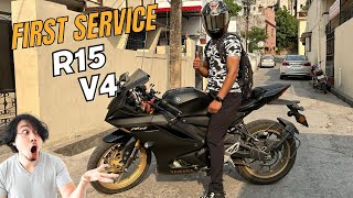 First service of my R15 V4 | ESTIMATE SERVICE COST | customer support of R15 v4 🏍️