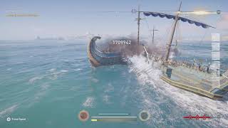 1 shotting a full health master ship! Split it in 2! Assassin's Creed Odyssey. Master of the Sea