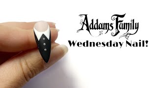 Wednesday Sweater Nail! The Addams Family nail art