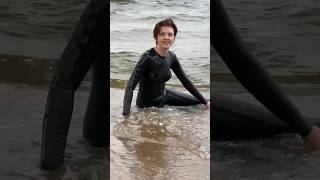 Latex mermaid on the beach