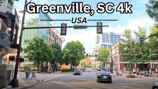 Downtown Greenville, SC 4k Driving on Main Street | Nature Sounds for Sleep and Study