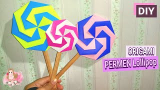 ORIGAMI PERMEN LOLLIPOP | CARA MEMBUAT ORIGAMI PERMEN | PERMEN DARI KERTAS