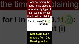 python program to print even numbers from 1 to 10 #viralshorts #bintuharwani #evennumbers #forloop