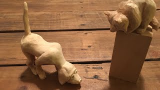 Woodcarving of a Coonhound Dog Part 2