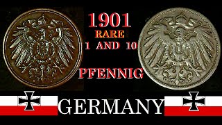 1901 1 AND 10 PFENNIG