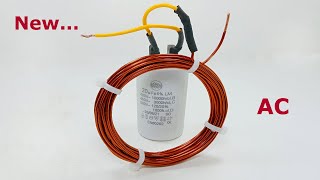 New idea how to make 220v free electricity energy with big copper wire and capacitor