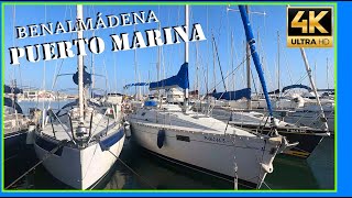 Benalmádena Puerto Marina [4K 60 pfs], Málaga Beach walking tour | Costa del Sol 🌞 1 de Abril 2021