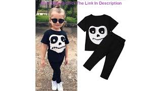 Deal Girl's Halloween Skull Pattern Short-Sleeved Top + Trousers Two-Piece Children's Clothing  kid