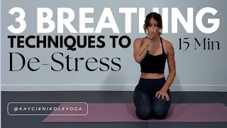 3 Breathing Techniques to Release Stress & Tension: 15 Minute Yoga Class Practice