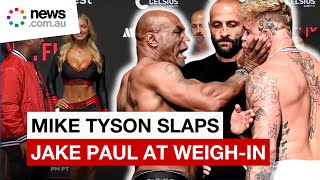 Mike Tyson slaps Jake Paul at weigh-in