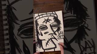 Daily Faces Challenge: Day 247/365 - Charcoal Drawing in Sketchbook | Quick Art Timelapse #shorts