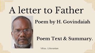 A letter to Father by H. GOVINDAIAH |Kannada Poem Text and Summary| |Poem Explanation|