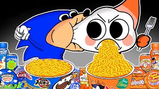 SHIN SONIC TAPES - SHIN SONIC & SHRIMPO Convenience Store BLUE ORANGE Food Mukbang Animation | ASMR