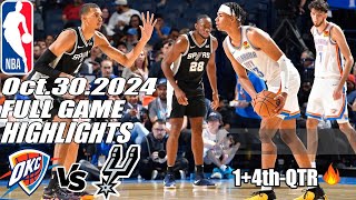 San Antonio Spurs Vs. Oklahoma City Thunder [GAME Highlights] (Oct/29/2024) | NBA Season 2024