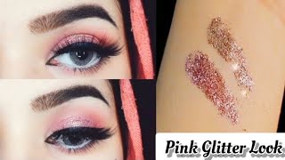 Easy Simple  Pink Glitter Eye Makeup Tutorial with Affordable products|Everday Makeup for Beginners