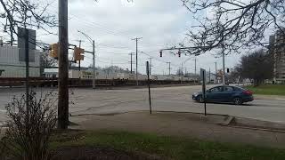 Norfolk Southern Container Train Passing Through Downtown Ashatbula 12/21/2021