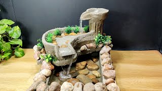 Beautiful river style waterfall fountain water fountain making at home