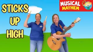 Sticks Up High & Sticks Down Low | Acoustic version | Tapping Song | Musical Mayhem