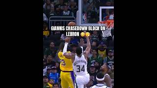 GIANNIS CHASEDOWN BLOCK ON LEBRON. 😱✋#giannis #lebronjames #lebron #shorts #fypシ゚viral #fyp