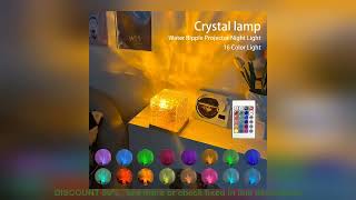 Dynamic Rotating Water Ripple Projector Night Light 3/16 Colors Flame Crystal Lamp for Living Room