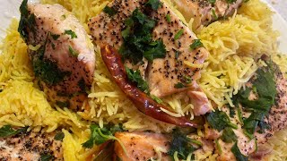 How to baked fish with rice طريقة تحضير الصيادية (لذيذة جدا)