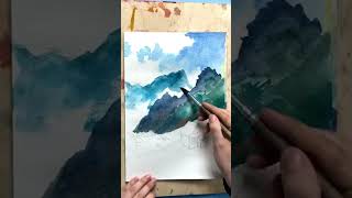 Горный пейзаж акварелью. Процесс рисования. Speedpaint, Watercolor landscape