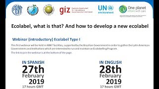 Webinar (English): Ecolabel, what is that? And how to develop a new ecolabel? 4th webinar