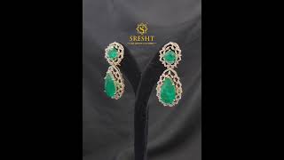 These stunning emerald& bluespphire diamond hangings vth pendent For more details contact 9100565999