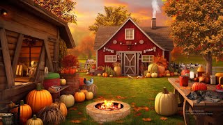 🌽🍎🦌Peaceful Farm Noon Autumn Ambience with Relaxing Nature Sounds, Crunchy Leaves for Sleep🔥🍁