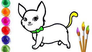 Cute Cat Drawing, Painting, Coloring for Kids & Toddlers | Kids Art | How To Draw Cute Cat ?