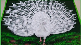 White 🤍 Peacock Rangoli | Latest Beautiful White Peacock Rangoli | Big Rangoli for compitition