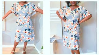 How to cut and sew a DIY simple A-Line dress with trendy sleeves.