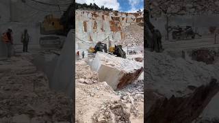 Watch as raw white marble cut from the mine, machine-trimmed into small sized blocks and hand-carved