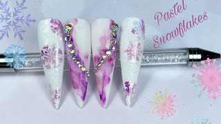 Pastel snowflakes and marble gel design