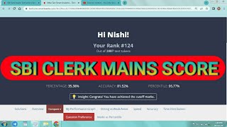 💯SBI CLERK Mains Mock Score😃☝️#sbiclerk