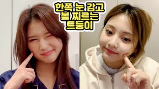 [TWICE] 트둥이는 한쪽 눈 감고 볼 찌르는 게 가능할까요~??